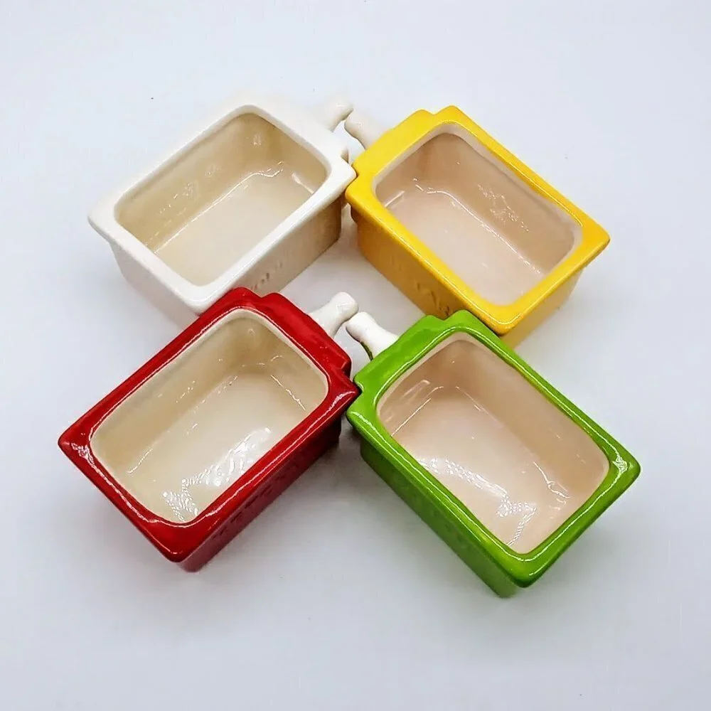 Pier 1 Set of 4 Hand-Painted Earthenware Embossed Condiment Cups